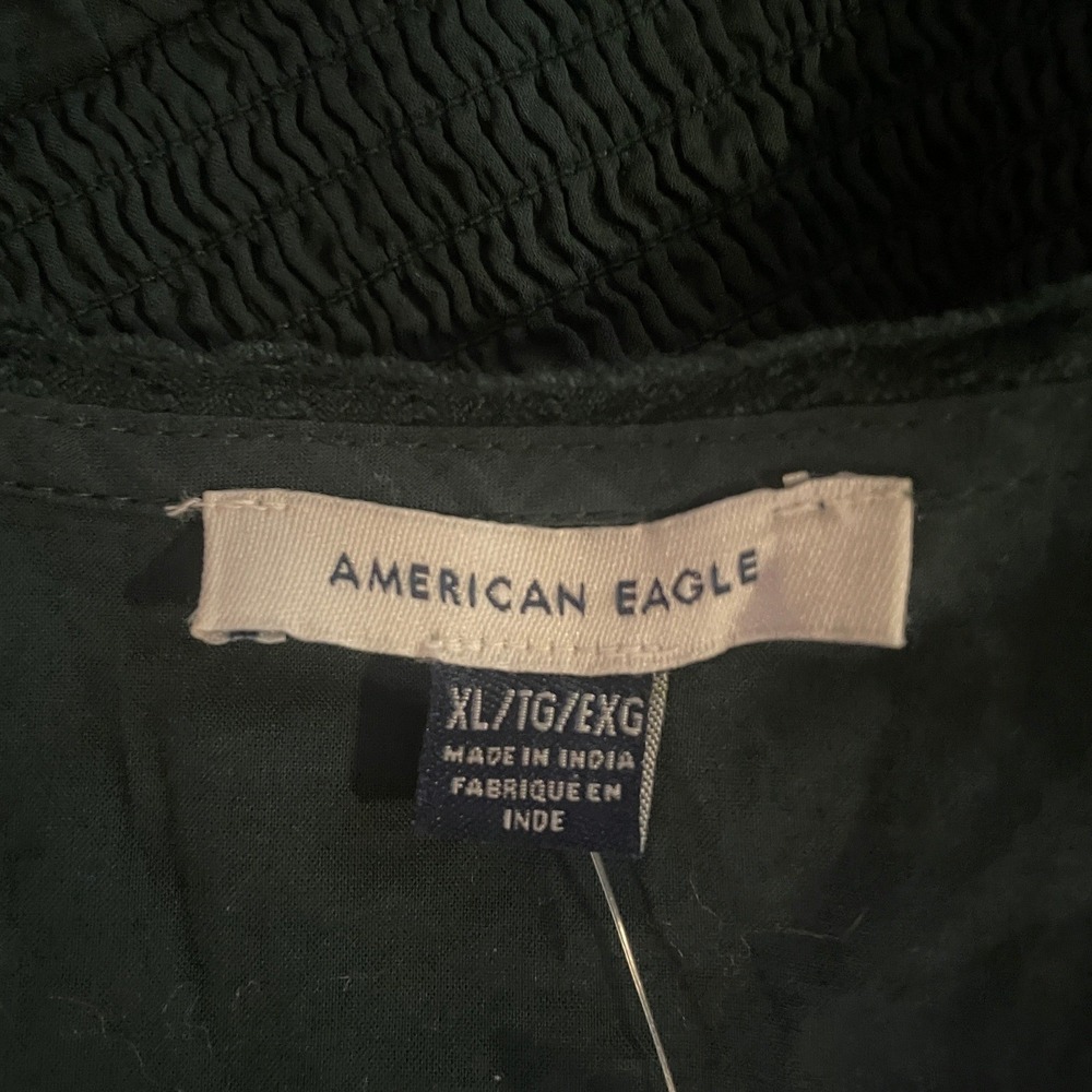 American Eagle‎ Women XL Green Eyelet Embroidered Peplum Top  Cottagecore Fairy - Picture 3 of 9